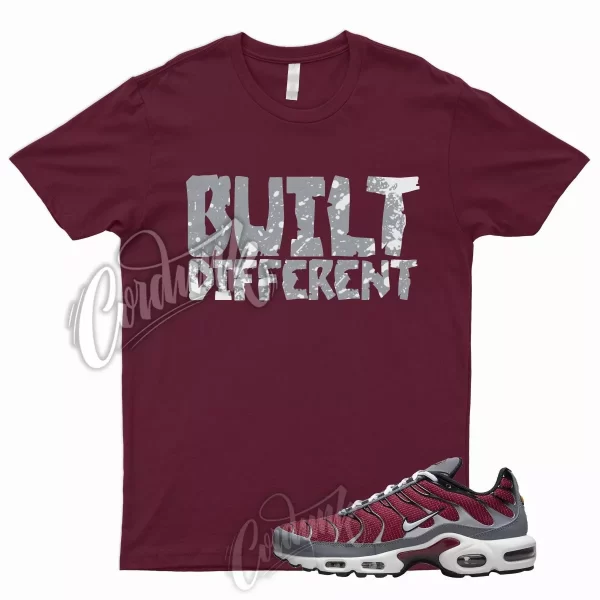 BUILT T Shirt for N Air Max Plus Red Grey White Burgundy Bordeaux Varsity 1 6 Jezsport.com