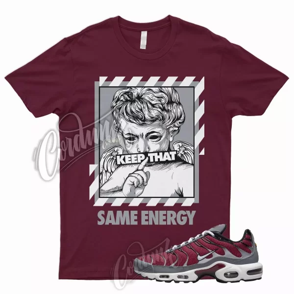 ENERGY T Shirt for N Air Max Plus Red Grey White Burgundy Bordeaux Varsity 1 Jezsport.com