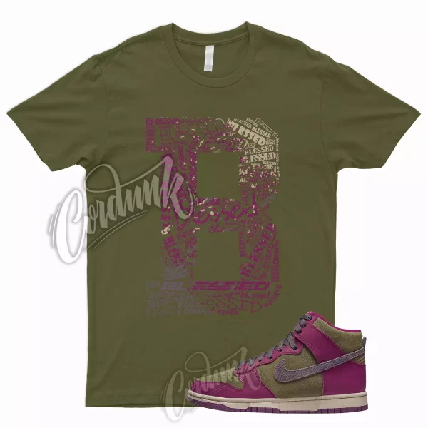 BLESSED Shirt for N Dunk High Dynamic Berry Grand Purple Pilgrim Olive Tan 1 Jezsport.com