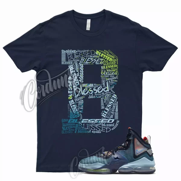 Navy BLS T Shirt for Lebron 19 Fast Food Blackened Blue Worn Atomic Green Dutch Jezsport.com