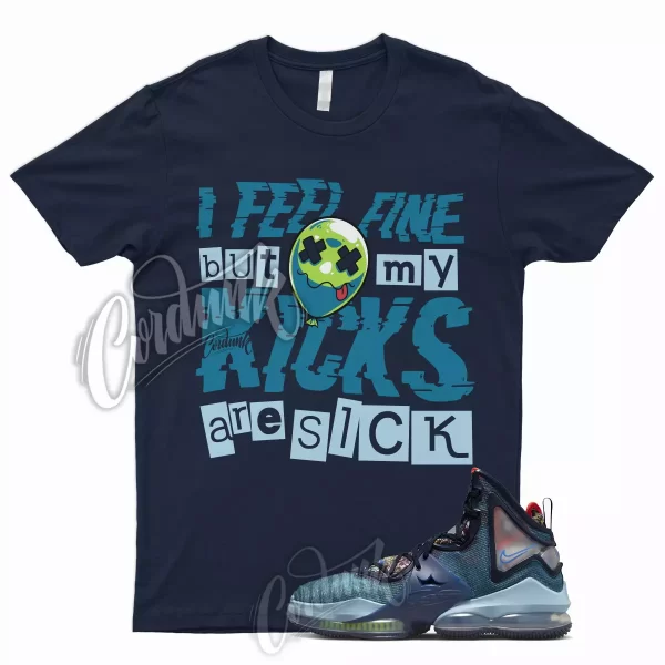 Navy SICK T Shirt for Lebron 19 Fast Food Blackened Blue Worn Atomic Green Dutch Jezsport.com