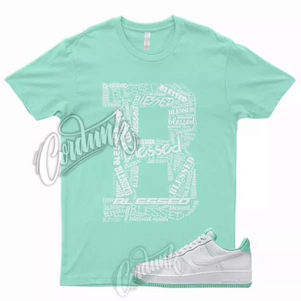 BLESS T Shirt for N Air Force 1 Low White Mint Foam Mystic Navy Mid Green 90 Jezsport.com