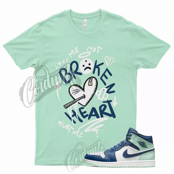 Mint BROKEN Shirt for J1 1 Mystic Blue Foam Green 6 Tropical Twist Low Glow Jezsport.com