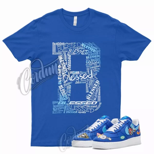 BLESSED Shirt for N Air Force 1 Low Patched Up Racer University Angeles Blue Jezsport.com