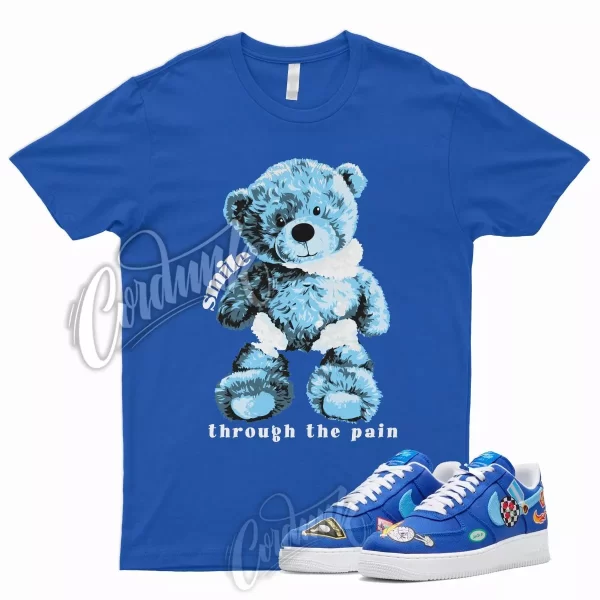 SMILE T Shirt for N Air Force 1 Low Patched Up Racer University Angeles Blue Jezsport.com