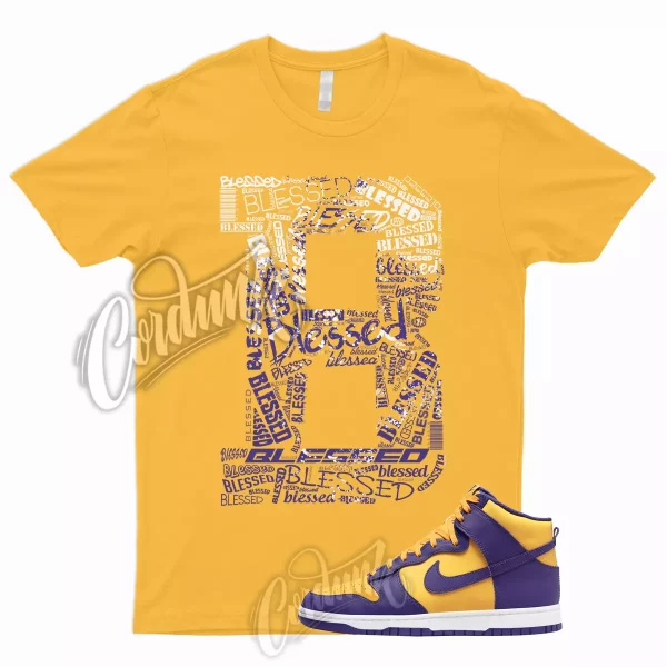 BLESSED Shirt for Dunk High Purple Yellow Court Gold Home Team Away 95 Lebron 1 Jezsport.com