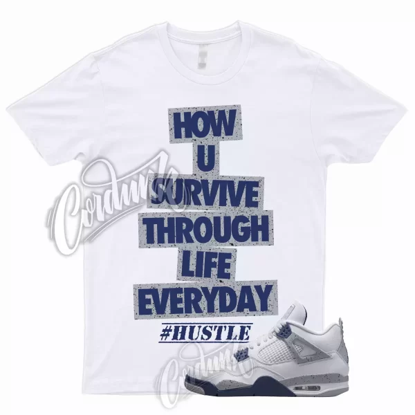 HUSTLE T Shirt for 4 Retro White Midnight Navy Georgetown Light Smoke Grey Red Jezsport.com