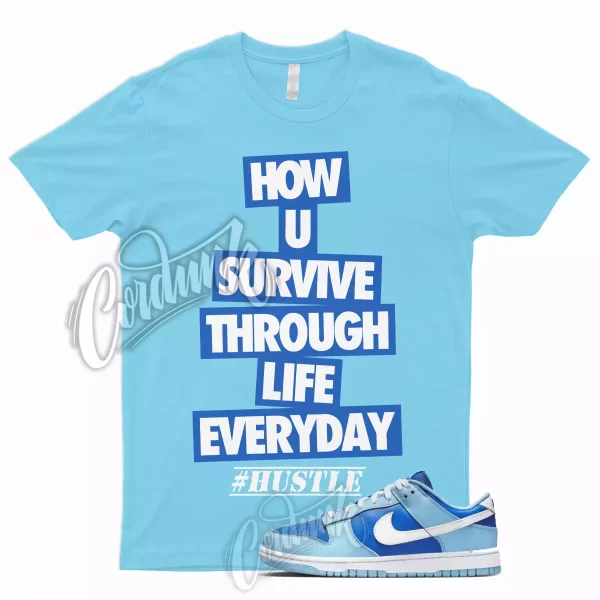 HUSTLE T Shirt for N Dunk Low Argon Blue Flash Marina Dutch UNC University 1 95 Jezsport.com