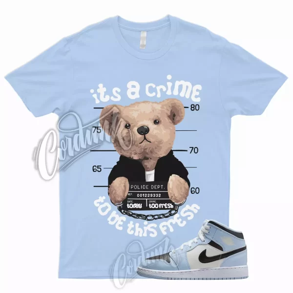 CRIME T Shirt for 1 Mid GS Ice Blue UNC Powder Light Black Sail White University Jezsport.com