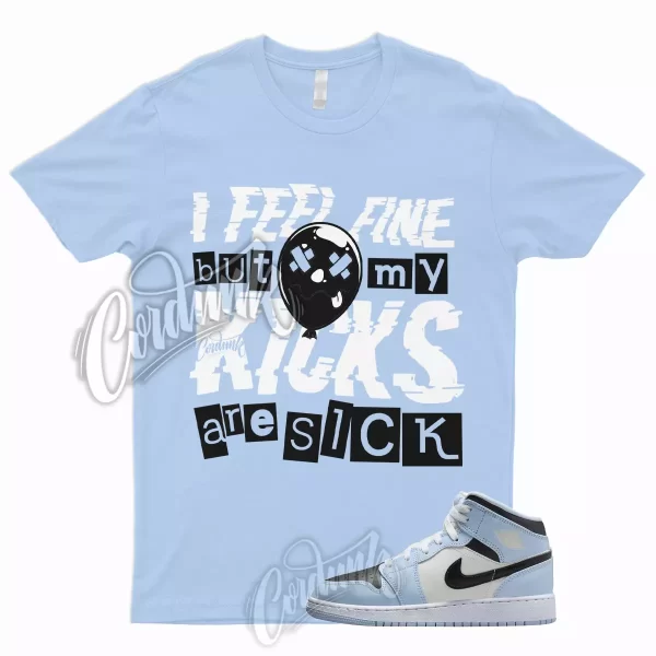 SICK T Shirt for 1 Mid GS Ice Blue UNC Powder Light Black Sail White University Jezsport.com