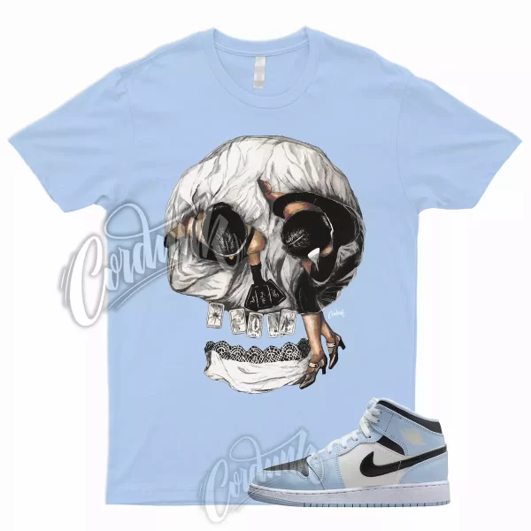 VIEWS T Shirt for 1 Mid GS Ice Blue UNC Powder Light Black Sail White University Jezsport.com