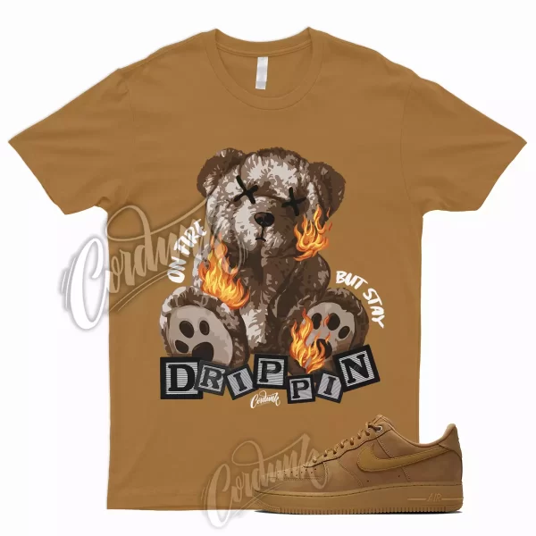 FIRE Shirt for Air Force 1 07 WB Flax Gum Brown Wheat Griffey Boot Uptempo 9 6 Jezsport.com