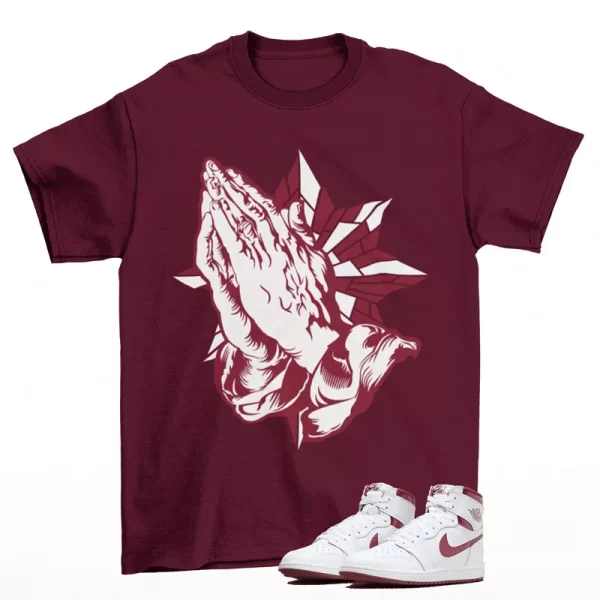 Blessed Shirt Maroon to Match Jordan 1 High 85 Metallic Burgundy BQ4422-161 Jezsport.com