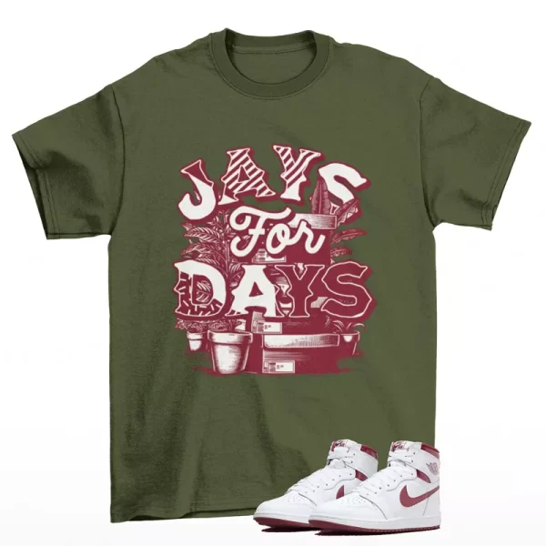 Stacked Shirt Green to Match Jordan 1 High 85 Metallic Burgundy BQ4422-161 Jezsport.com