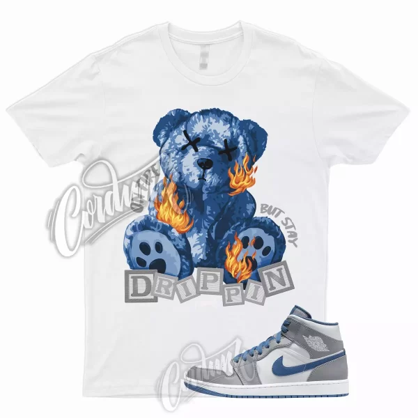 FIRE T Shirt for 1 Mid True Blue Cement Shadow Grey 3 Low High Dunk Jordan Jezsport.com