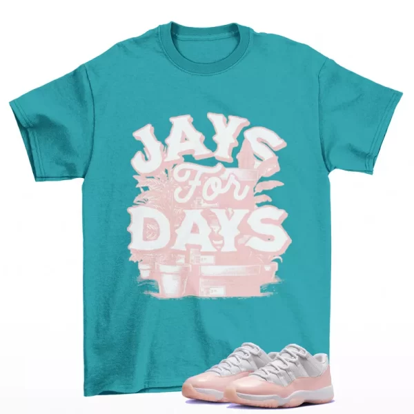 Stacked Sneaker Shirt Teal to Match Jordan 11 Low Legend Pink AH7860-160 Jezsport.com