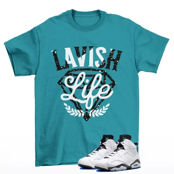 Lavish Sneaker Shirt Aqua to Match Jordan 6 Retro Reverse Oreo CT8529-112 Jezsport.com