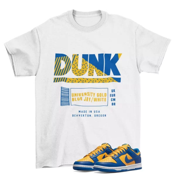 Box Label Shirt to Match Dunk Low UCLA DD1391-402 / White Jezsport.com