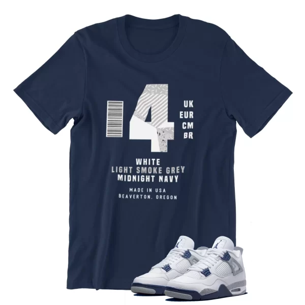 Box Label Shirt to Match Jordan 4 Retro Midnight Navy / DH6927-140 Jezsport.com