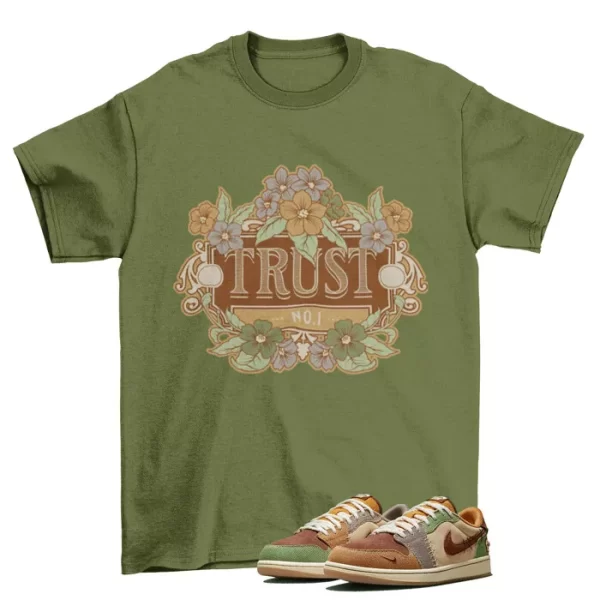 Trust No One Sneaker Shirt to Match AIR JORDAN 1 RETRO LOW VOODOO / DZ7292-200 Jezsport.com