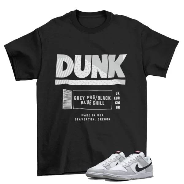 Dunk Box Label Shirt Black to Match Dunk Low Lottery Grey Fog / DR9654-001 Jezsport.com