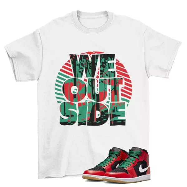 We Outside Sneaker Shirt White to Match Jordan 1 Mid SE Christmas DQ8417-006 Jezsport.com