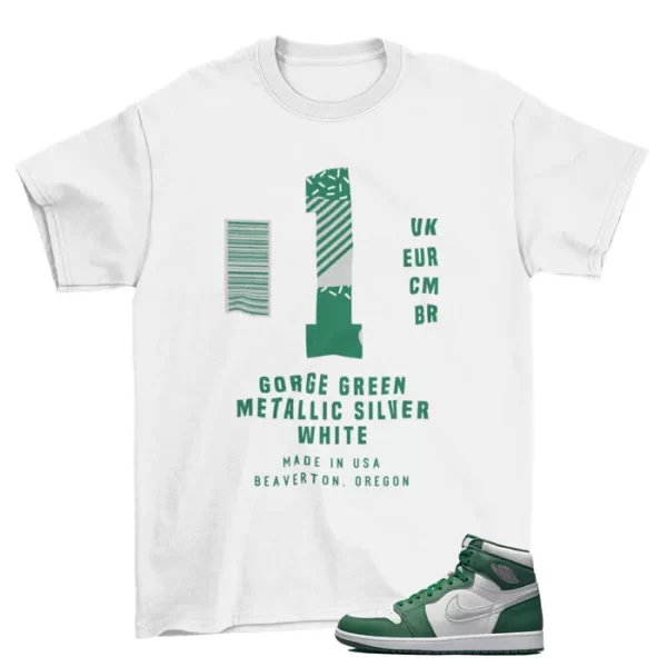 Box Label Shirt to Match Jordan 1 Retro High OG Gorge Green DZ5485-303 Jezsport.com