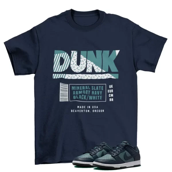 Box Label Shirt to Match Dunk Low Mineral Slate Armory DR9705-300 Jezsport.com