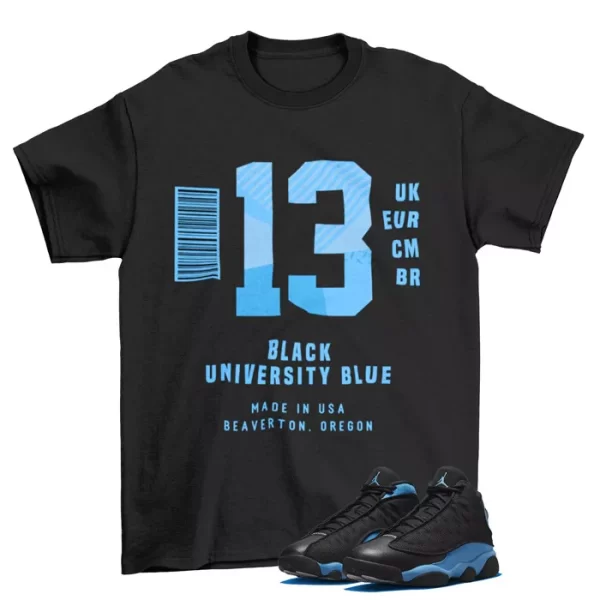 Box Label Shirt to Match Jordan 13 Retro Black University Blue / DJ5982-041 Jezsport.com