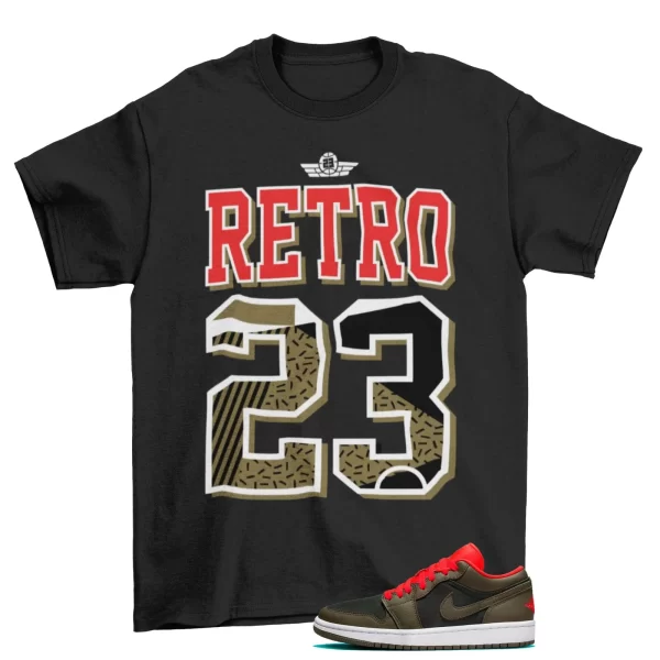 Retro 23 Shirt to Match Jordan Jordan 1 Low Newsprint Olive DQ6076-002 Jezsport.com