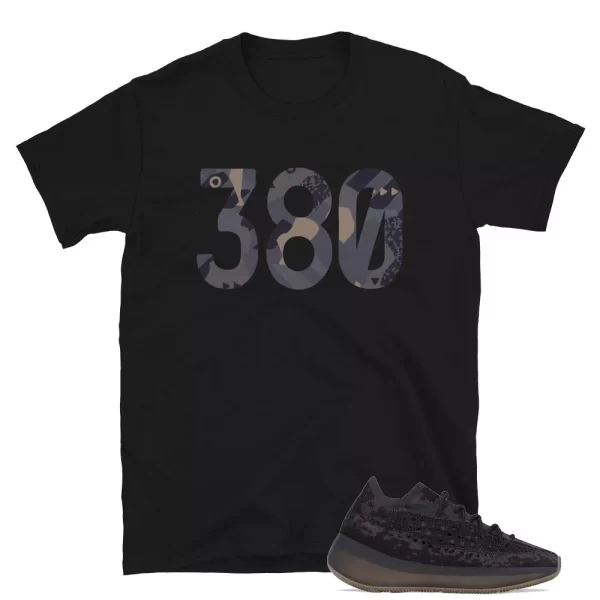 380 Pattern Shirt to Match Yeezy Boost 380 Onyx Sneakers / Black T-Shirt Jezsport.com