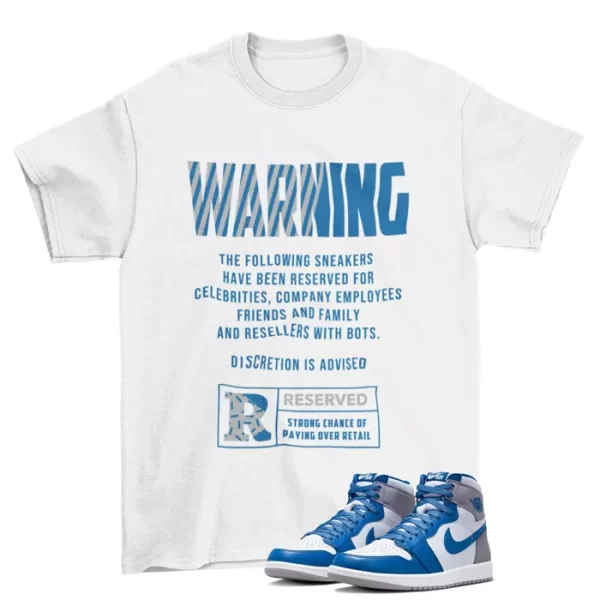 Reserved Shirt White to Match Jordan 1 Retro High True Blue DZ5485-410 Jezsport.com