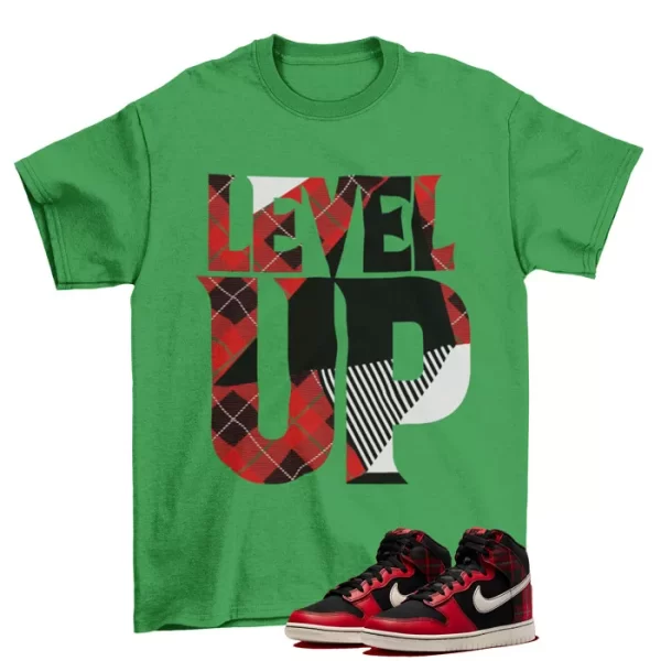 Level Up Plaid Shirt to Match Dunk High Tartan Plaid Black Red / DV0826-001 Jezsport.com