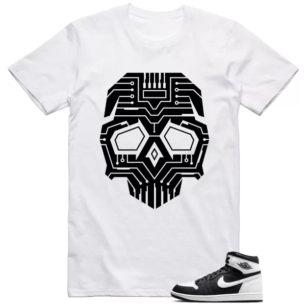 Jordan 1 Black White Shirt Skull Graphic Jezsport.com