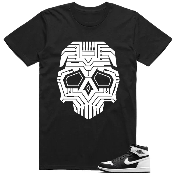 T-shirt to Match Jordan 1 Black White Skull Graphic Jezsport.com