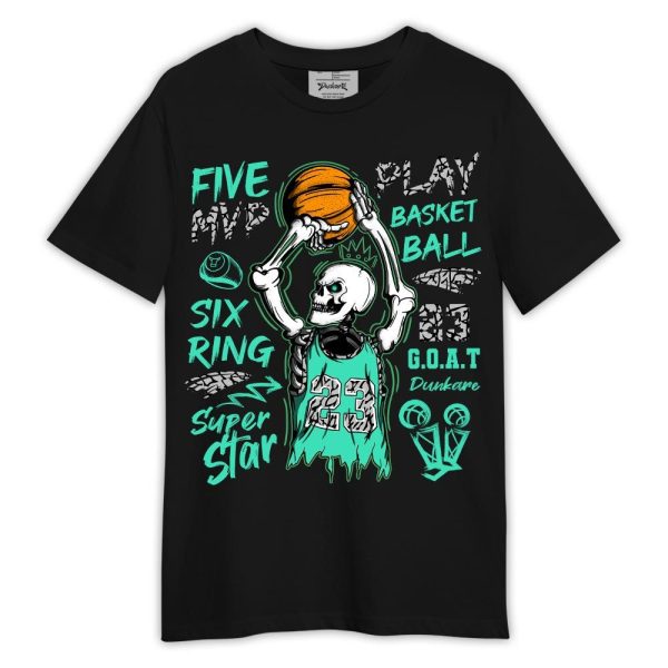 Black Green Glow 3s Shirt, 23 G.O.A.T Skeleton Shirt Green Glow 3s Outfit Matching Jordan Shirt Jezsport.com