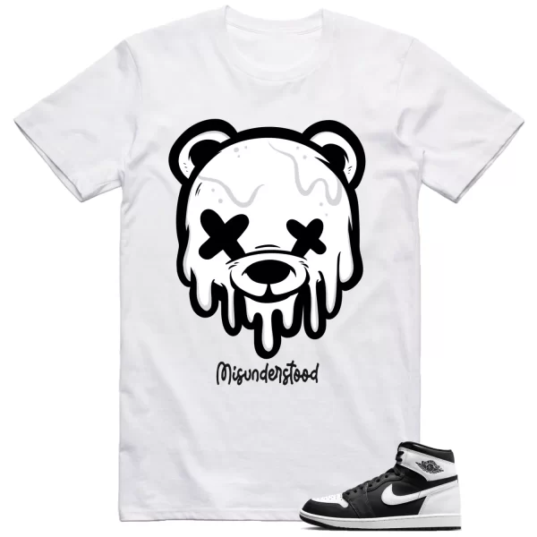 Jordan 1 Black White Shirt Dripping Bear Graphic Jezsport.com