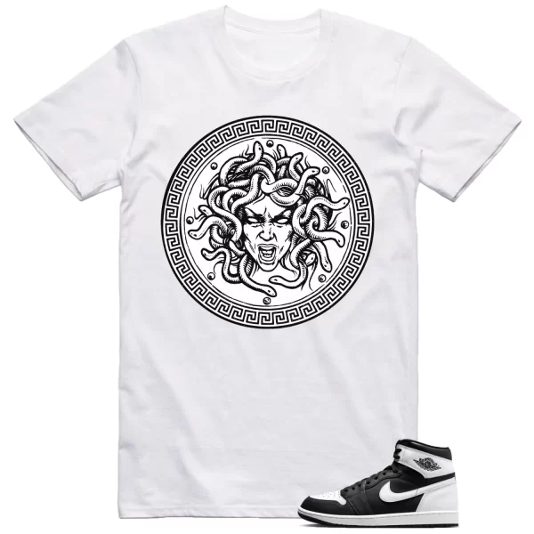 Jordan 1 Black White Shirt Medusa Graphic Jezsport.com