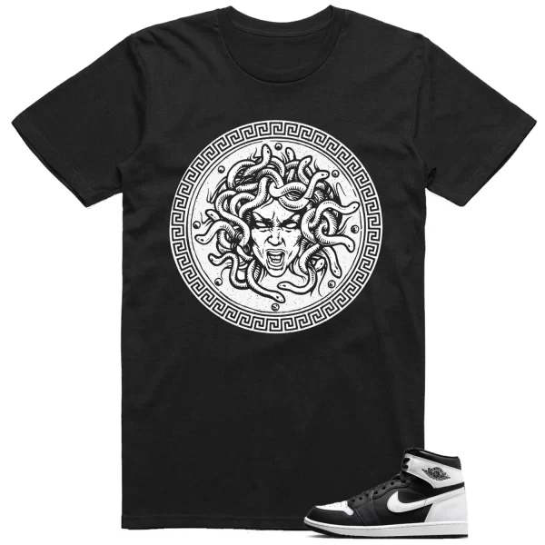 T-shirt to Match Jordan 1 Black White Medusa Graphic Jezsport.com