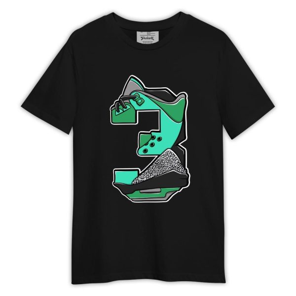 Black Green Glow 3s Shirt, Number 3s Shirt Green Glow 3s Outfit Matching Jordan Shirt Jezsport.com