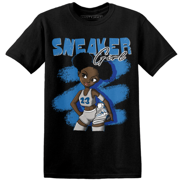 Industrial Blue 4s T Shirt Match Black Sneaker Girl Jezsport.com