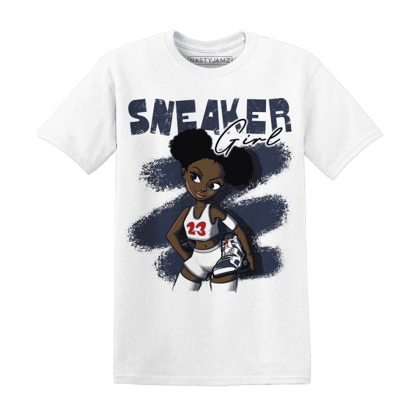 White Navy 6s T Shirt Match Black Sneaker Girl Jezsport.com