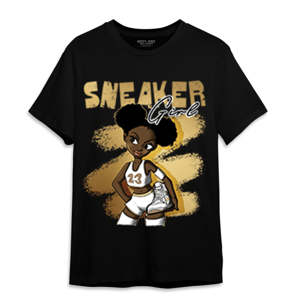 High OG Metallic Gold 1s T Shirt Match Black Sneaker Girl Jezsport.com