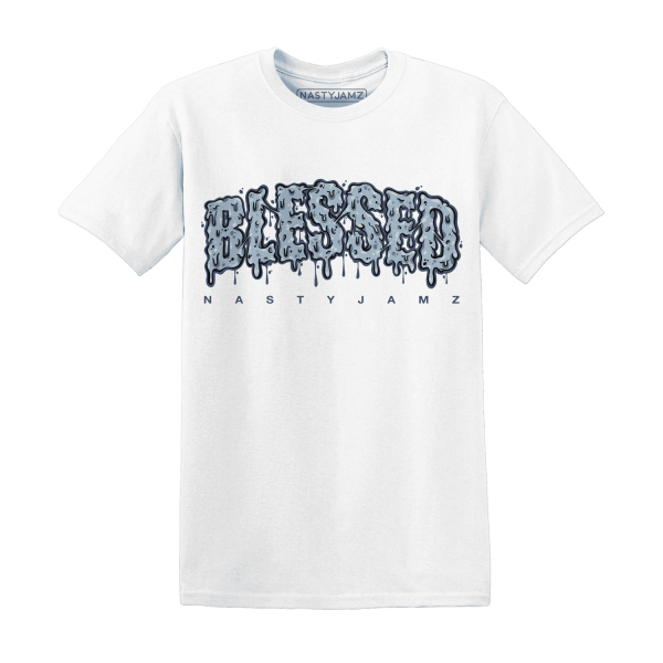 Mid Diffused Blue Grey 1s T Shirt Match Blessed Text Jezsport.com