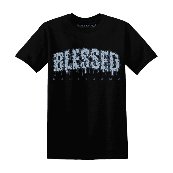 Mid Diffused Blue Grey 1s T Shirt Match Blessed Text Jezsport.com