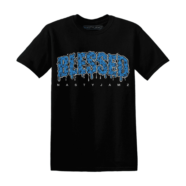 Industrial Blue 4s T Shirt Match Blessed Text Jezsport.com