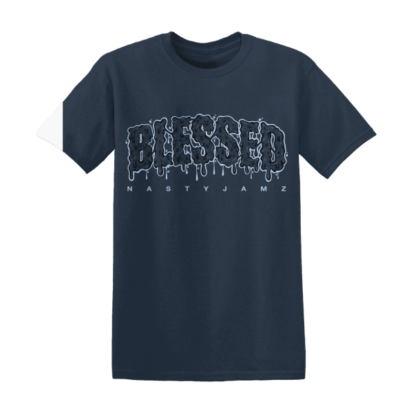 White Navy 6s T Shirt Match Blessed Text Jezsport.com