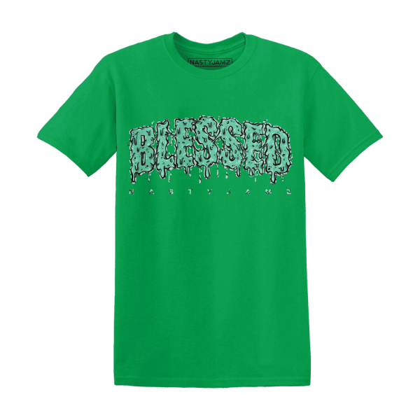 Green Glow 3s T Shirt Match Blessed Text Jezsport.com