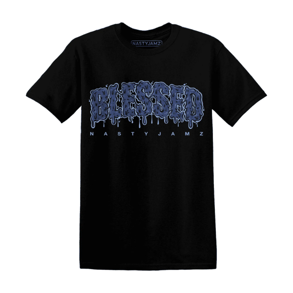 Midnight Navy 5s T Shirt Match Blessed Text Jezsport.com