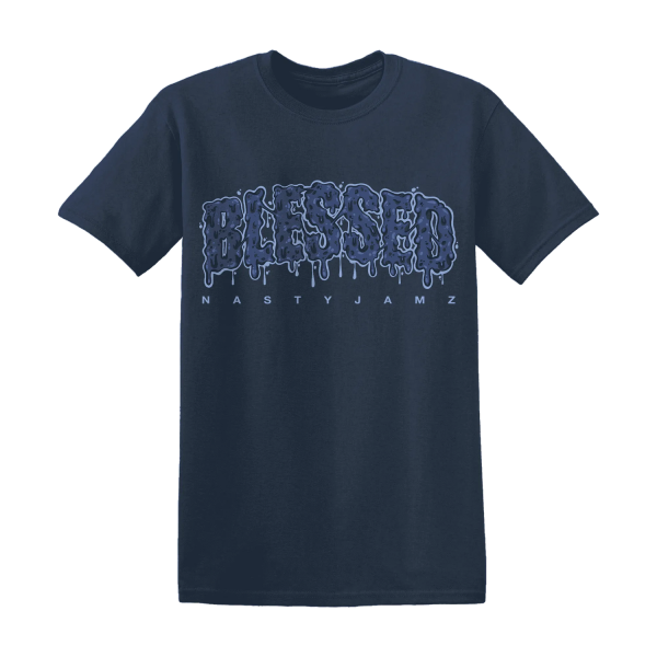 Midnight Navy 5s T Shirt Match Blessed Text Jezsport.com